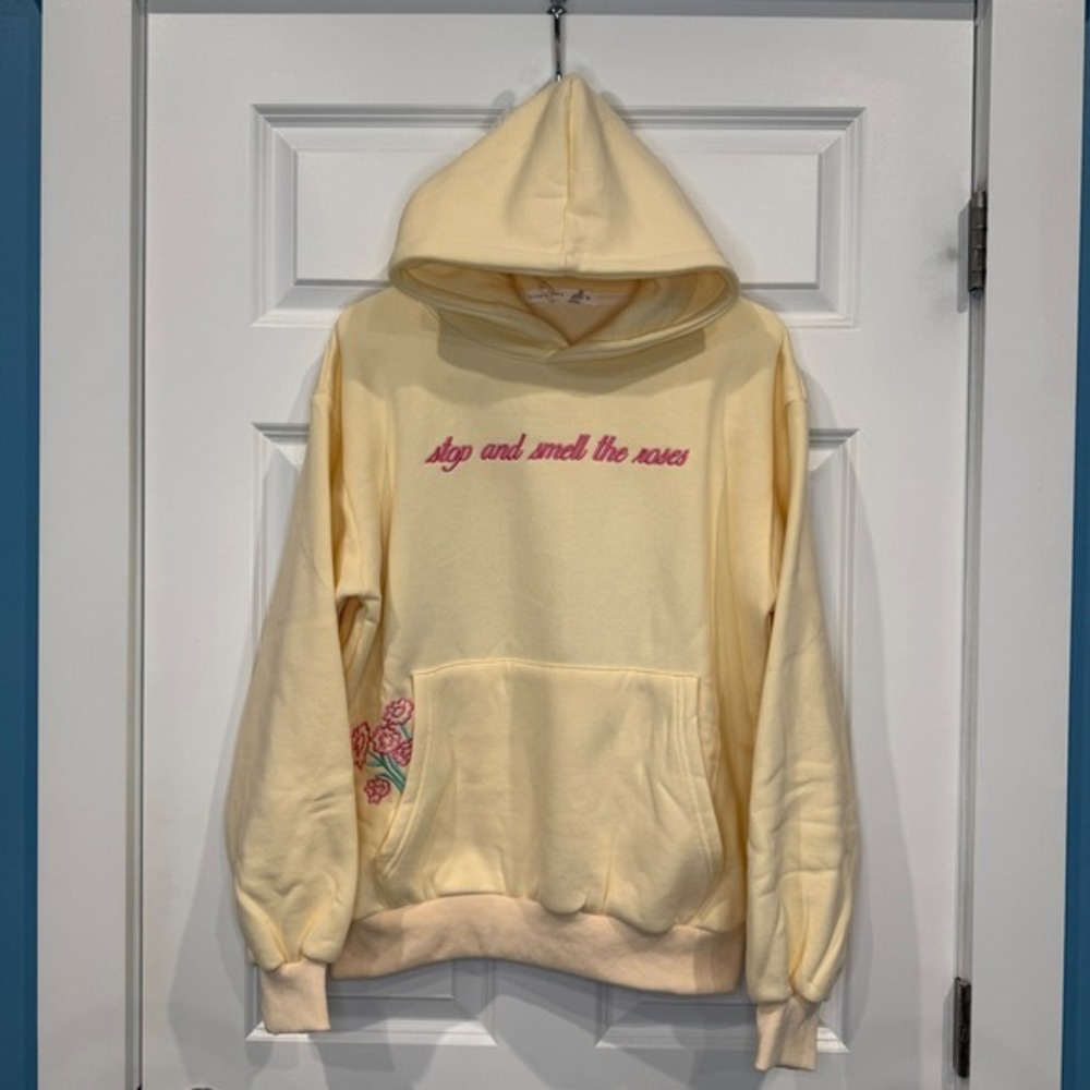 Altar'd State Piece of Cake Embroidered Hoodie Yellow Size XS - Picture 6 of 12